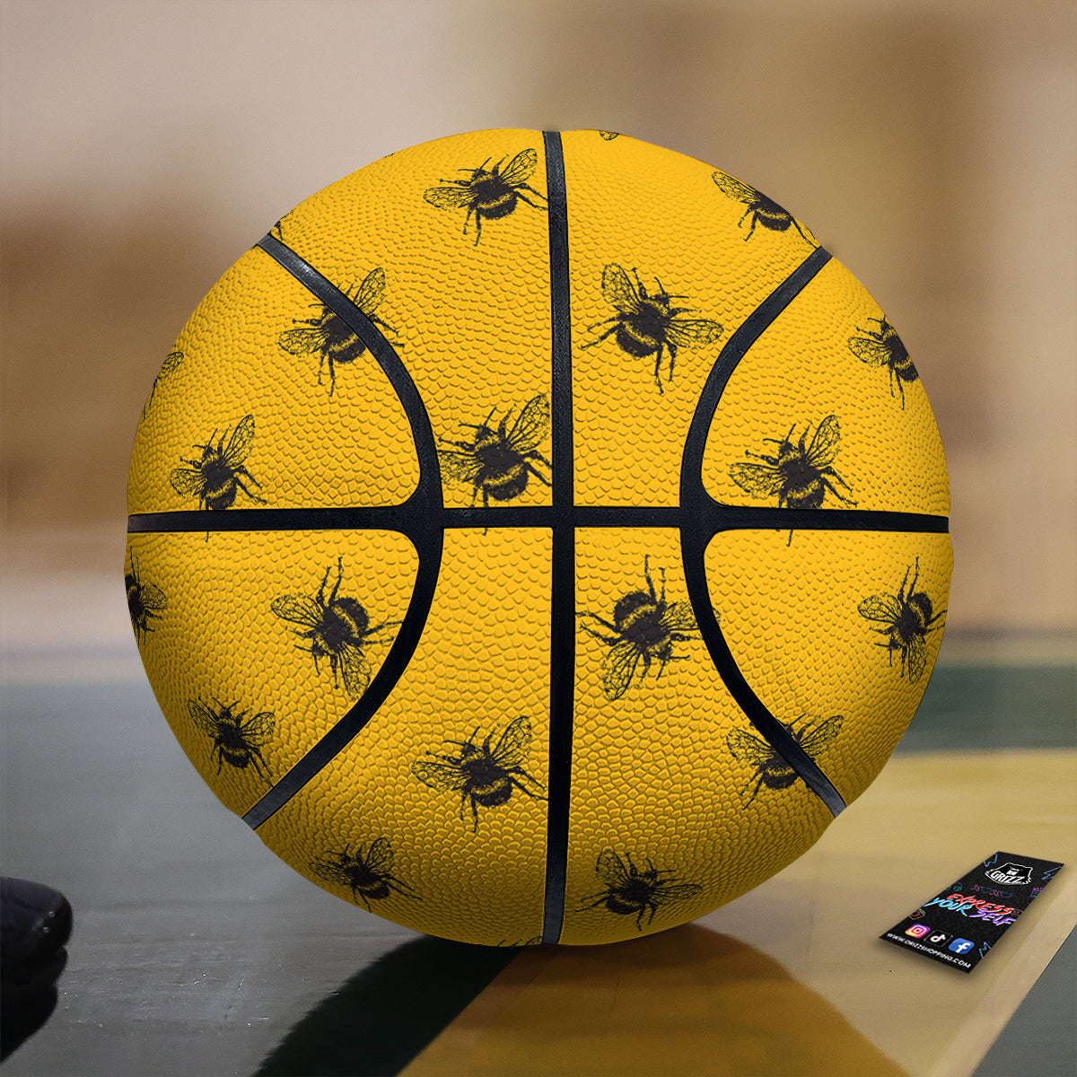 Bee Yellow Print Pattern Basketball