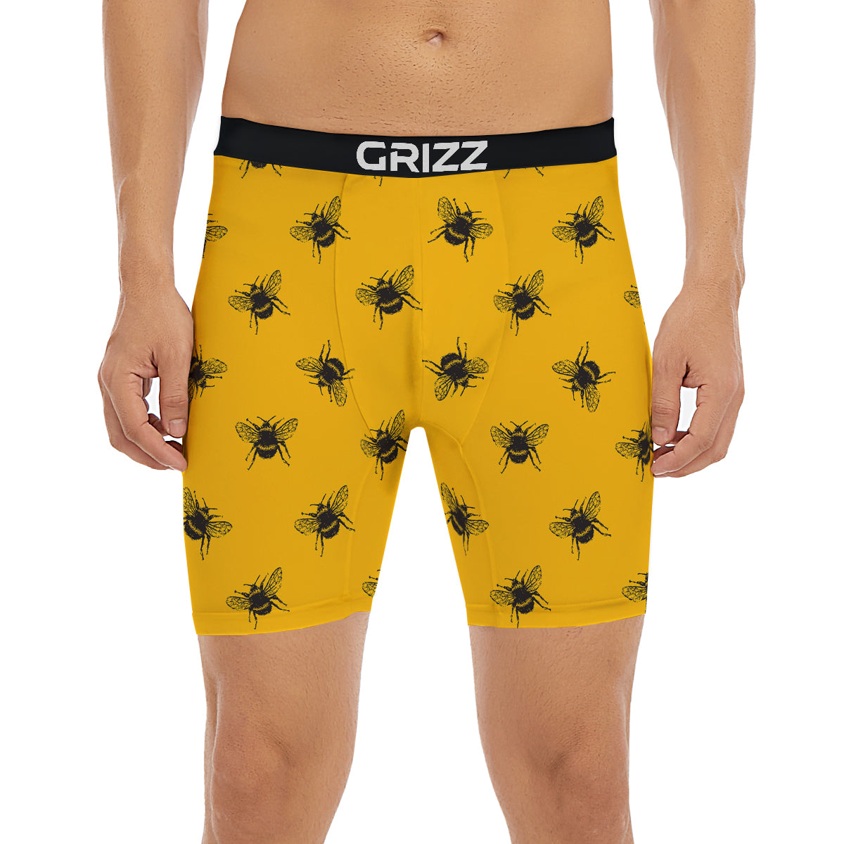 Bee Yellow Print Pattern Boxer Briefs-grizzshop