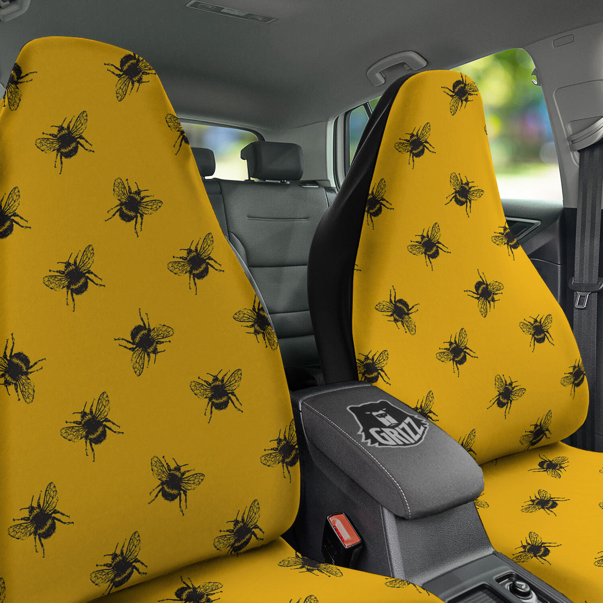 Bee Yellow Print Pattern Car Seat Covers-grizzshop