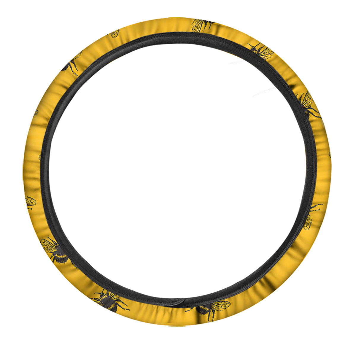 Bee Yellow Print Pattern Car Steering Wheel Cover-grizzshop