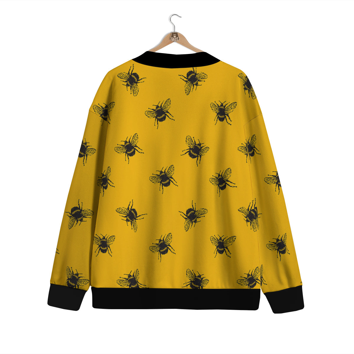 Bee Yellow Print Pattern Cardigan-grizzshop