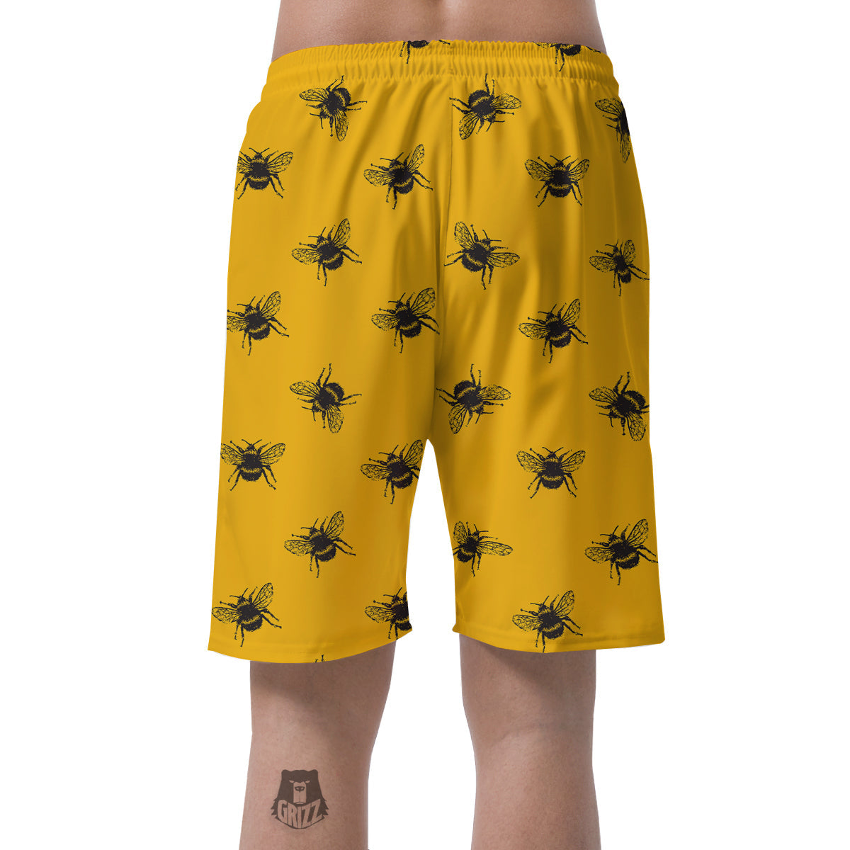 Bee Yellow Print Pattern Men's Shorts-grizzshop