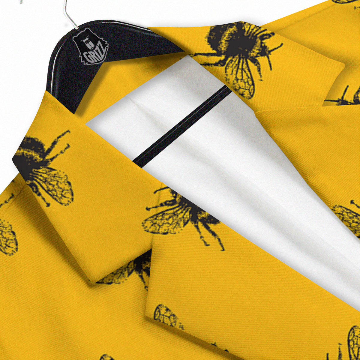 Bee Yellow Print Pattern Men's Sport Coat-grizzshop
