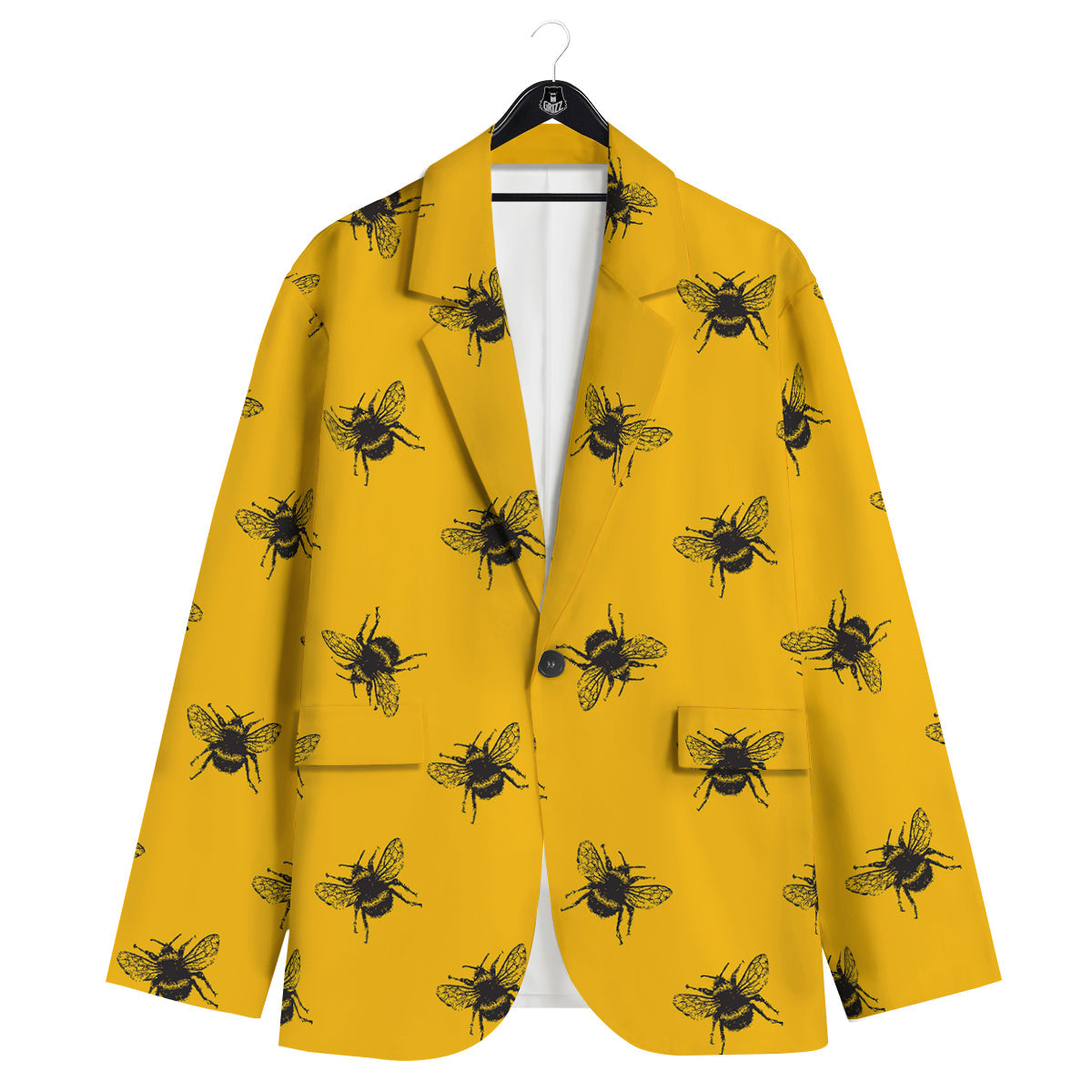 Bee Yellow Print Pattern Men's Sport Coat-grizzshop