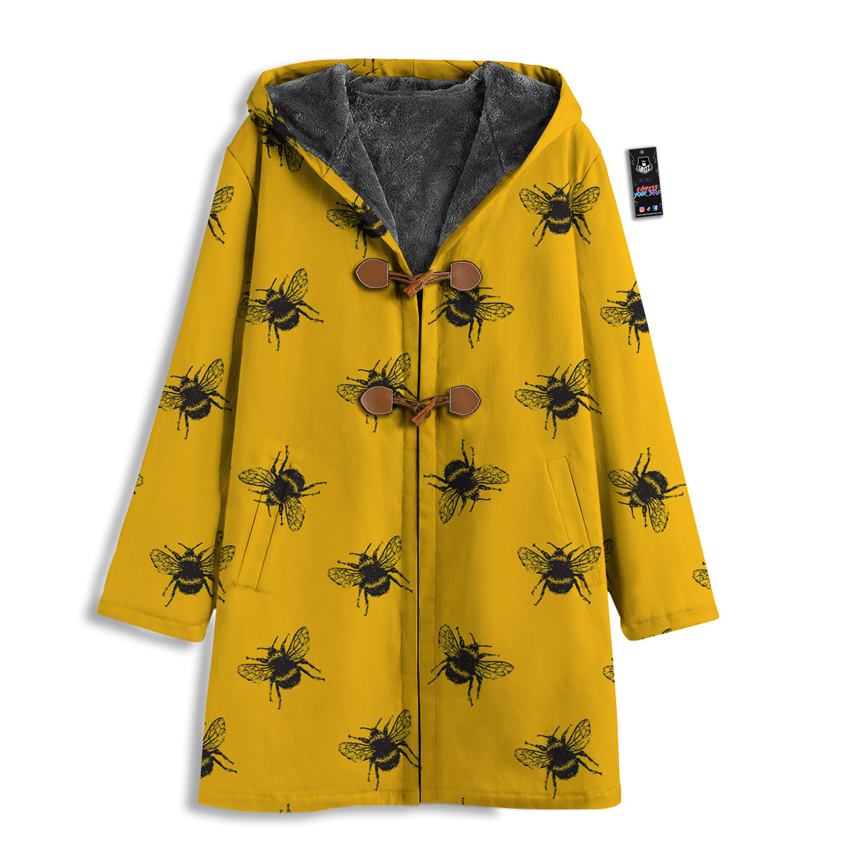 Bee Yellow Print Pattern Men's Windbreaker Jacket-grizzshop