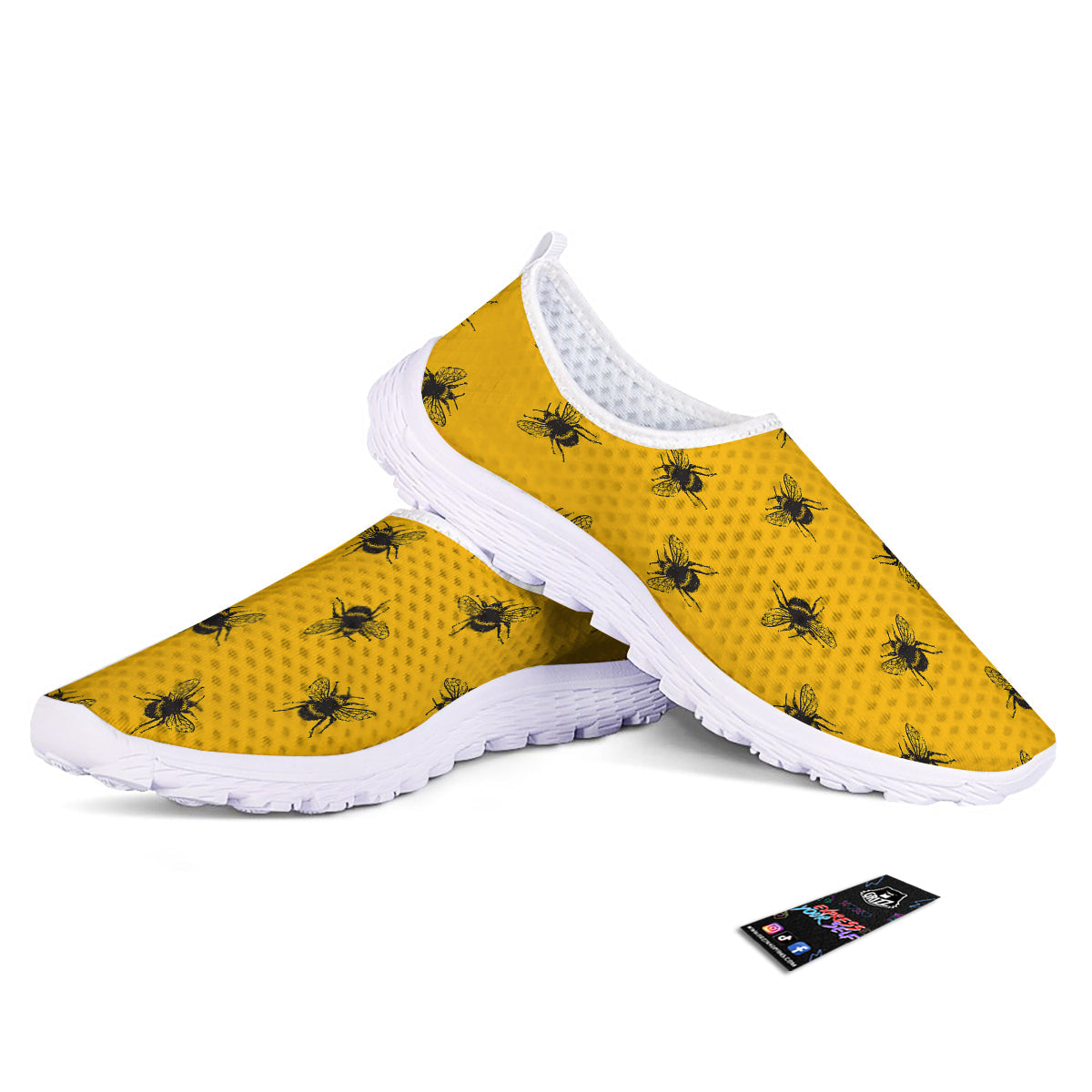 Bee Yellow Print Pattern Nurse Shoes-grizzshop