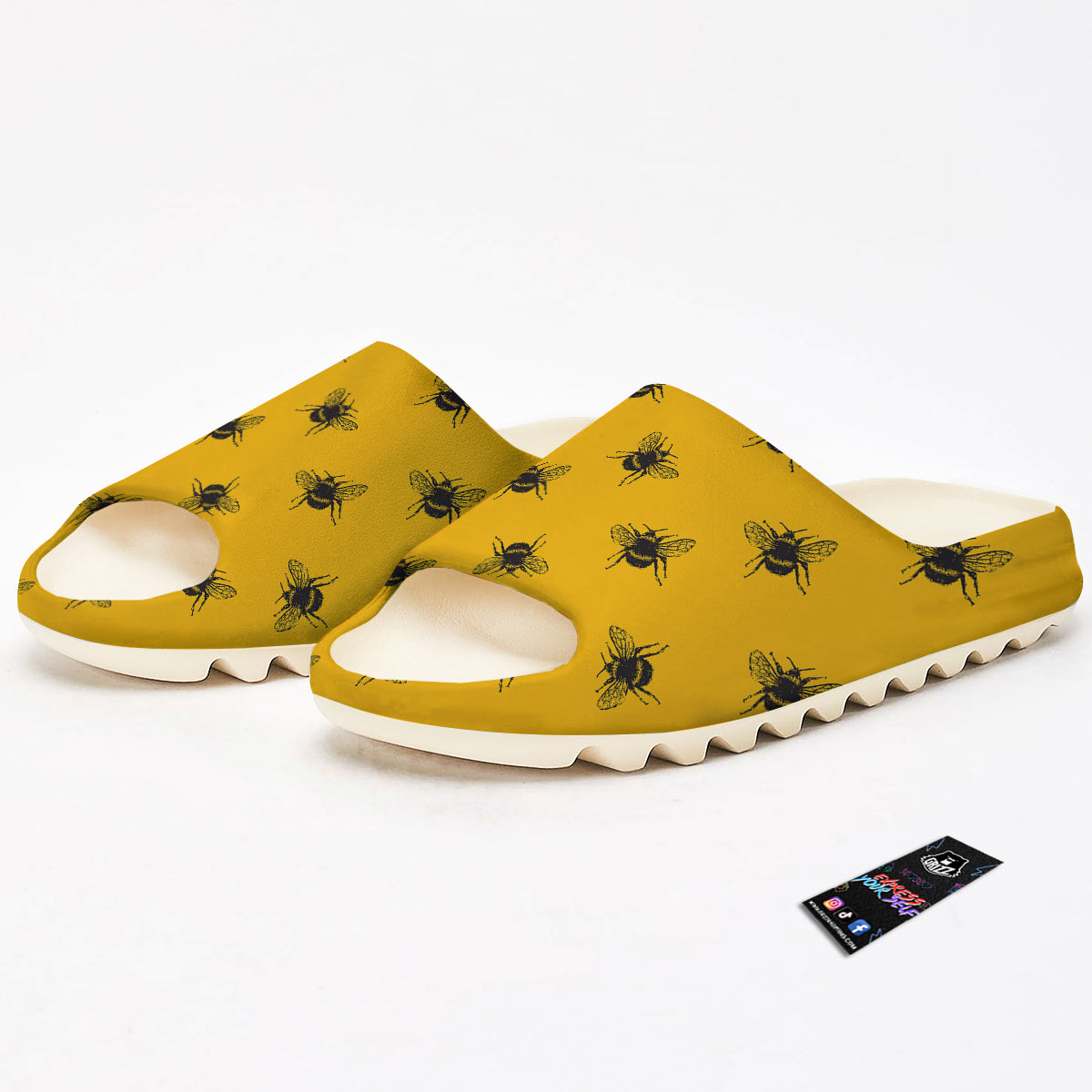 Bee Yellow Print Pattern Sandals-grizzshop