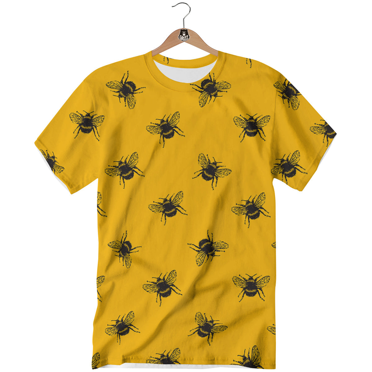 Bee Yellow Print Pattern T-Shirt-grizzshop