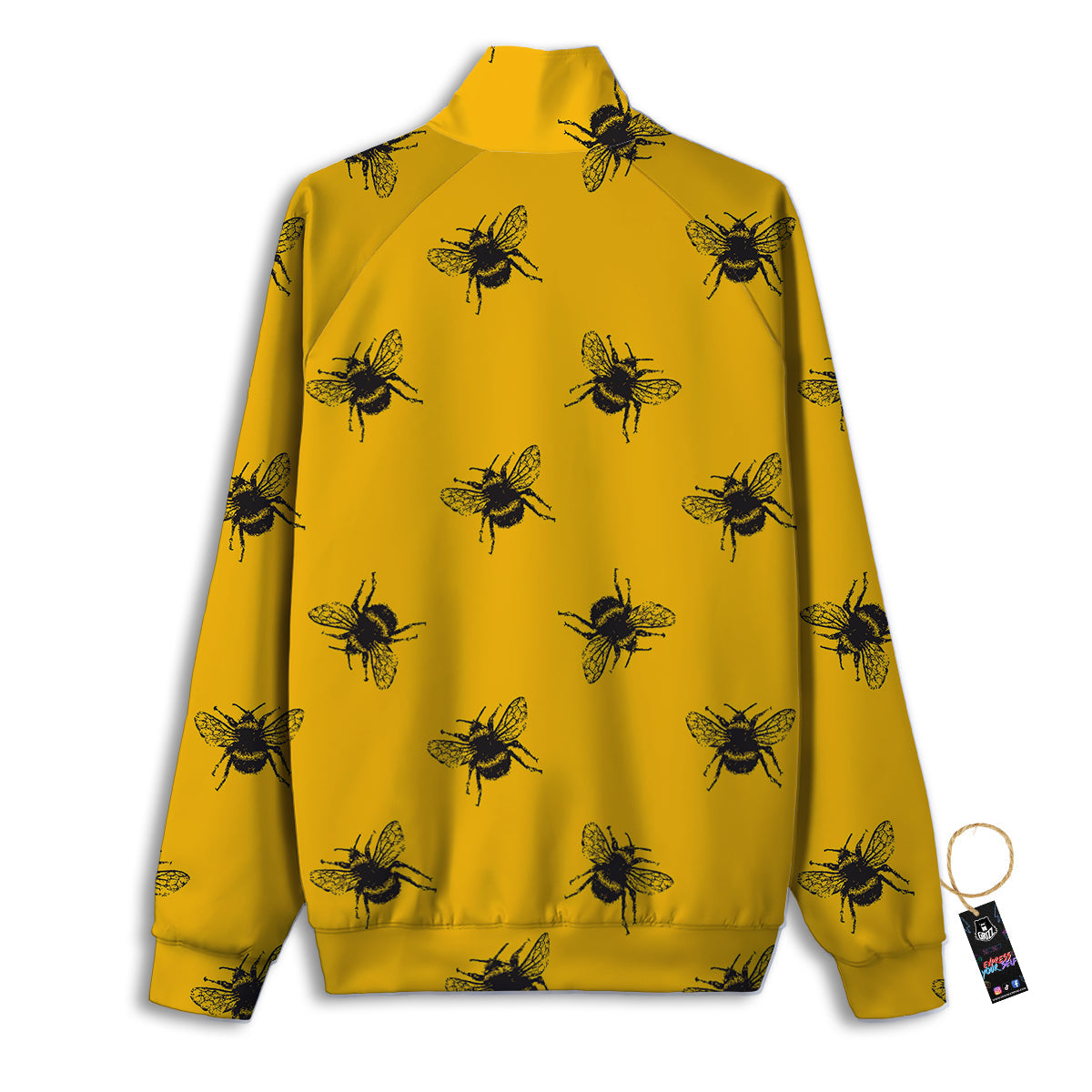 Bee Yellow Print Pattern Track Jacket-grizzshop