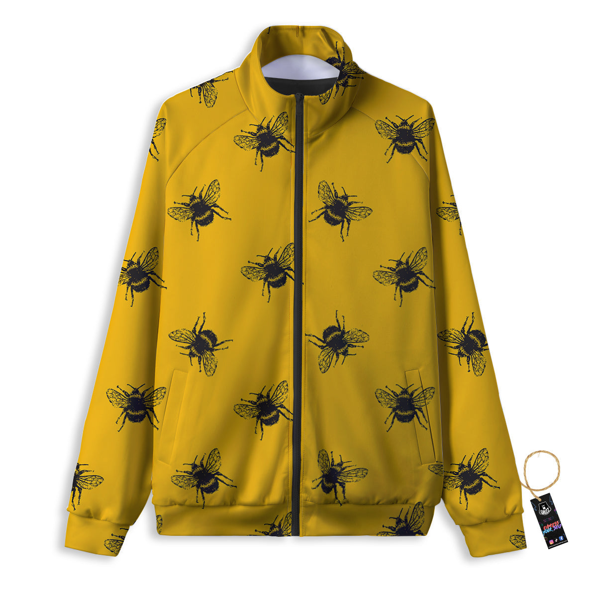 Bee Yellow Print Pattern Track Jacket-grizzshop