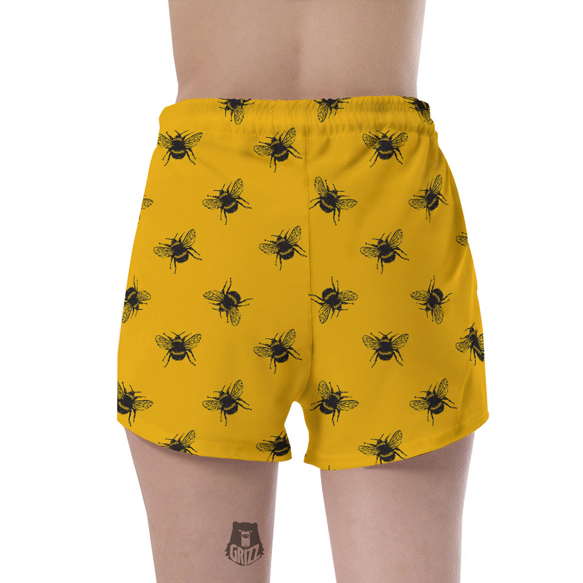 Bee Yellow Print Pattern Women's Shorts-grizzshop