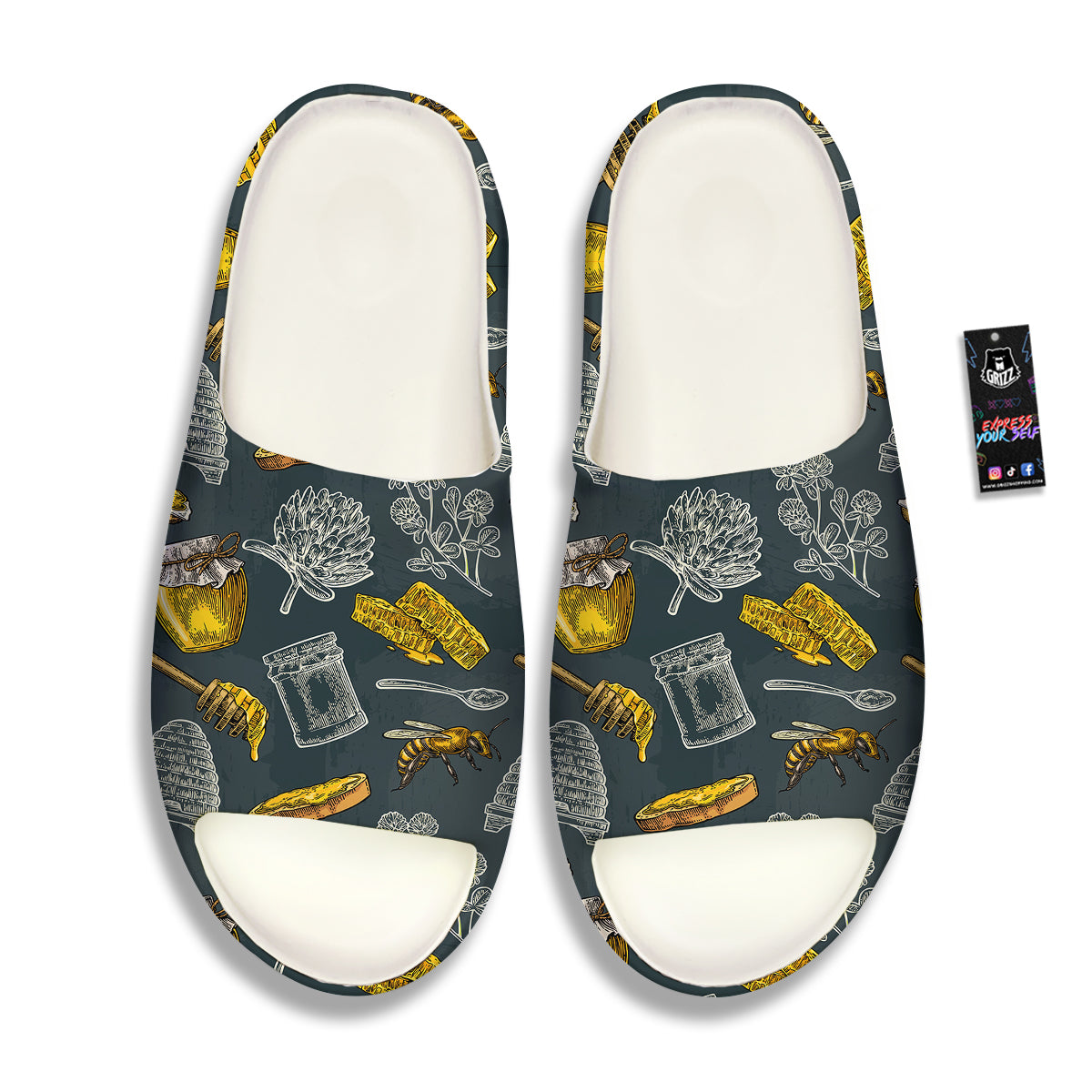 Bee Honey Vintage Print Pattern Sandals-grizzshop