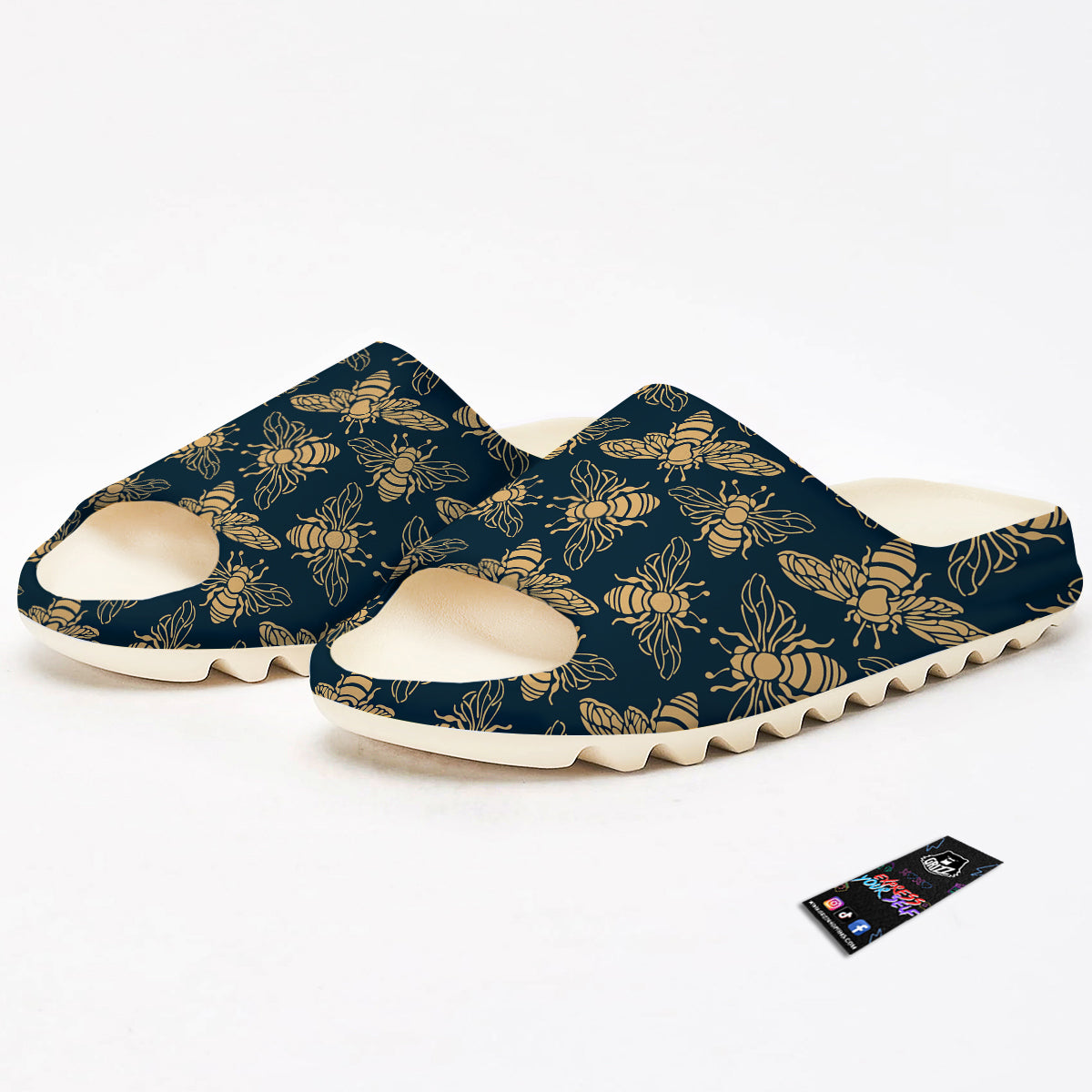 Bee Vintage Print Pattern Sandals-grizzshop