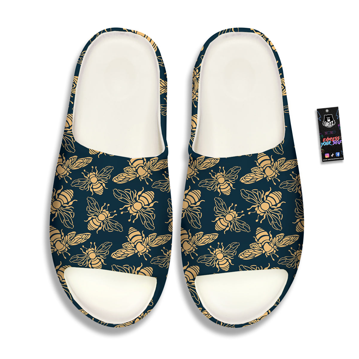 Bee Vintage Print Pattern Sandals-grizzshop