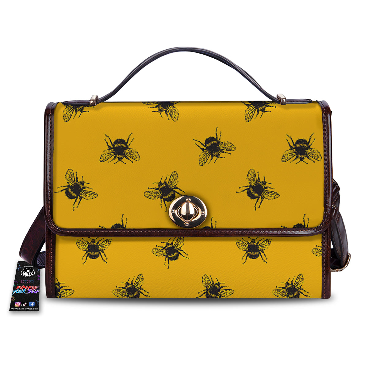 Bee Yellow Print Pattern Women's Satchel Bag