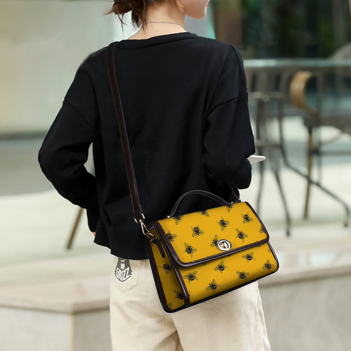 Bee Yellow Print Pattern Women's Satchel Bag