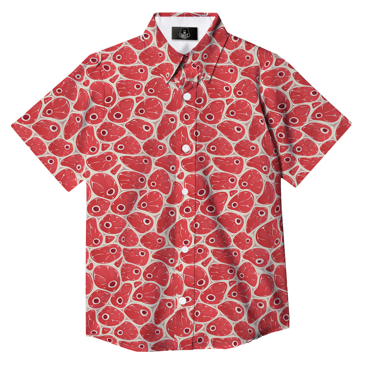 Beef Meat Print Pattern Button Up Shirt-grizzshop