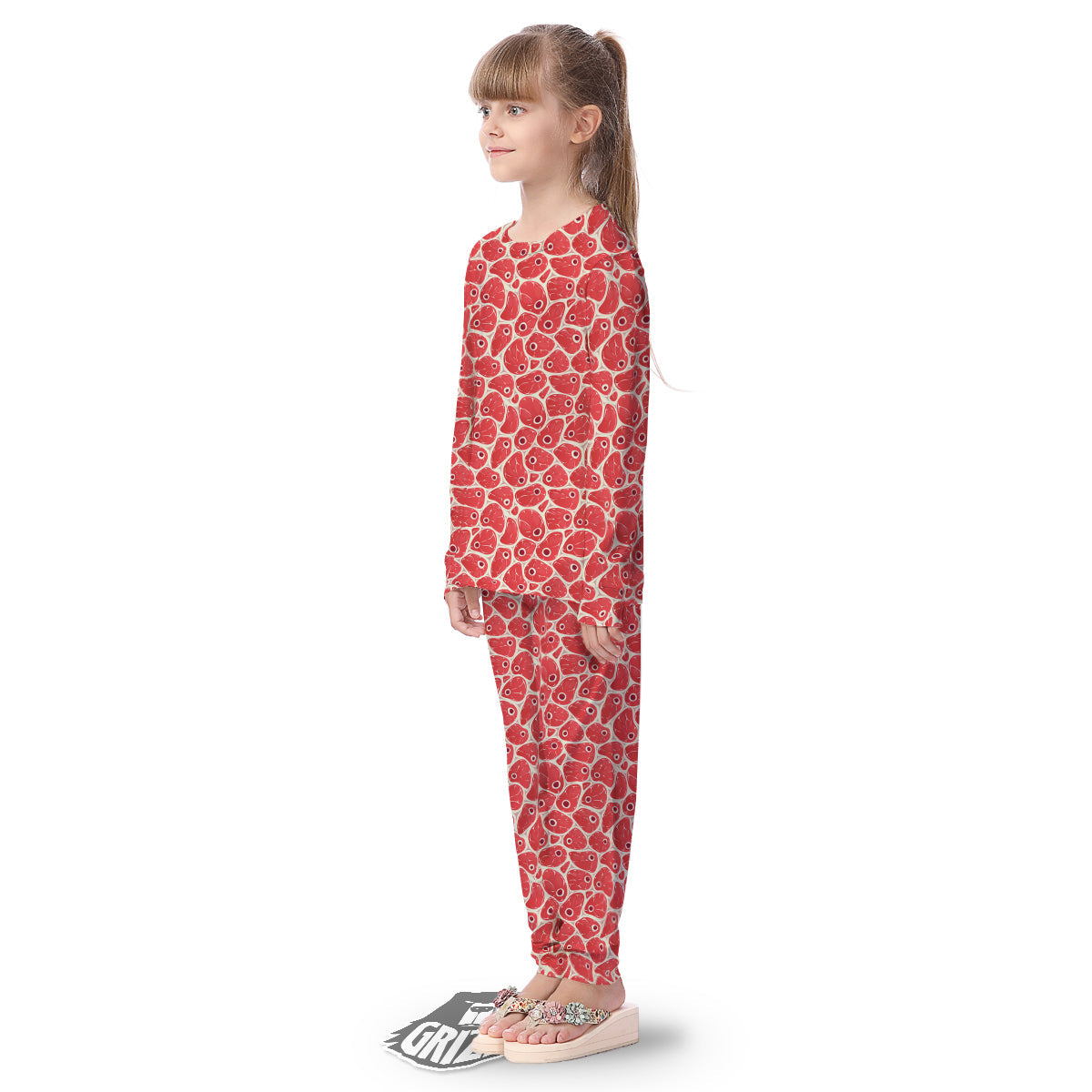 Beef Meat Print Pattern Kid's Pajamas-grizzshop