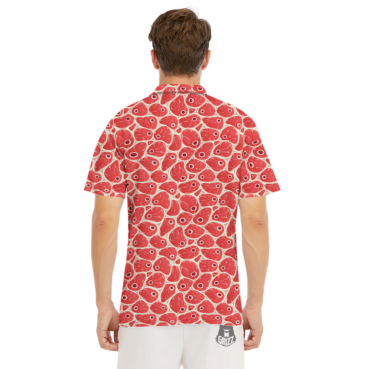 Beef Meat Print Pattern Men's Golf Shirts-grizzshop
