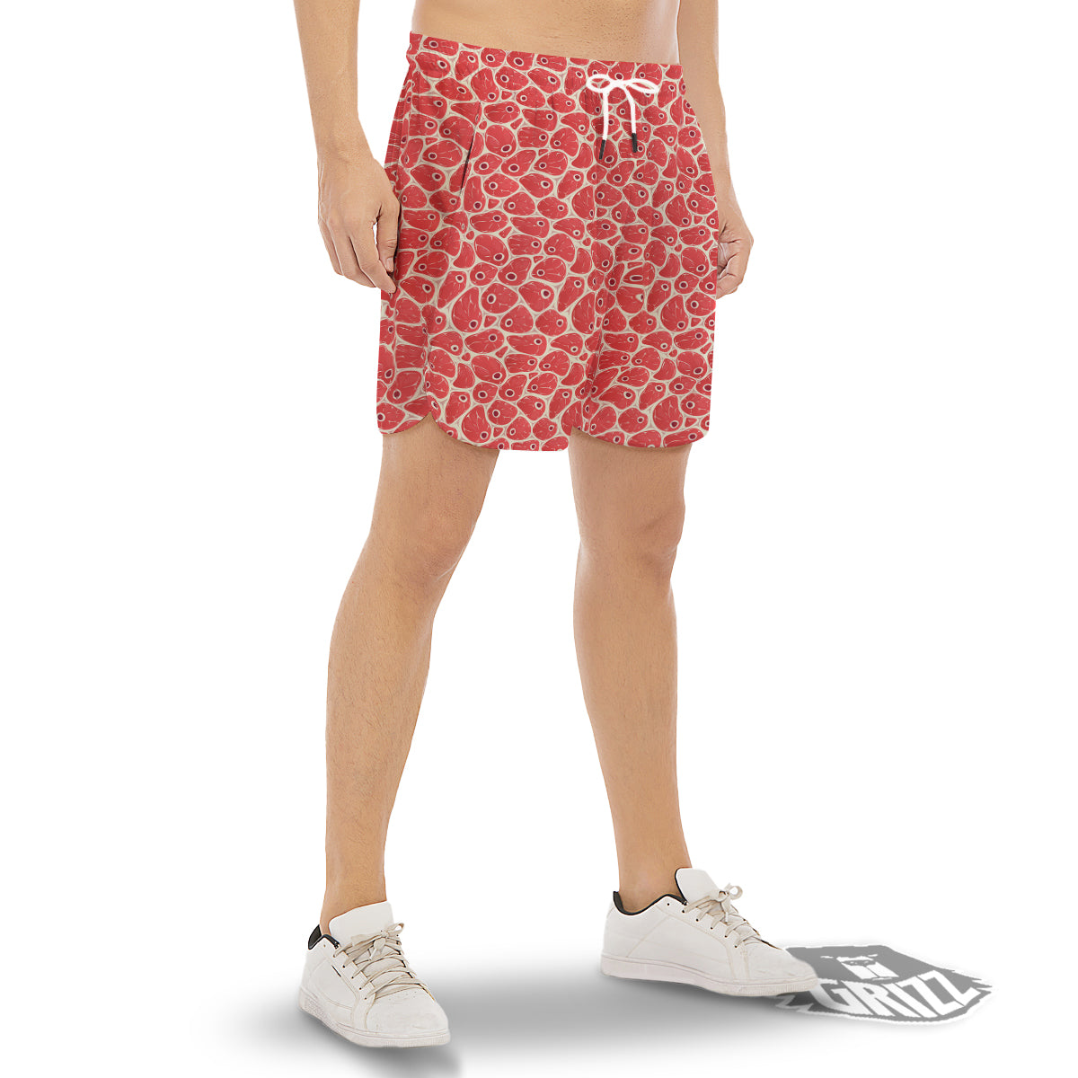 Beef Meat Print Pattern Men's Gym Shorts-grizzshop