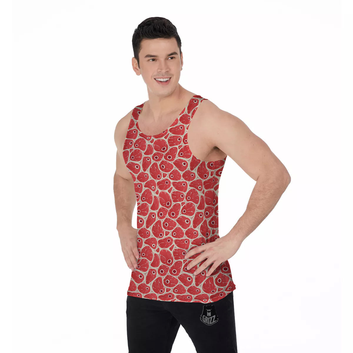 Beef Meat Print Pattern Men's Tank Top-grizzshop