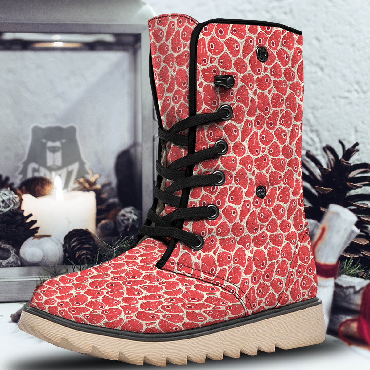 Beef Meat Print Pattern Snow Boots-grizzshop