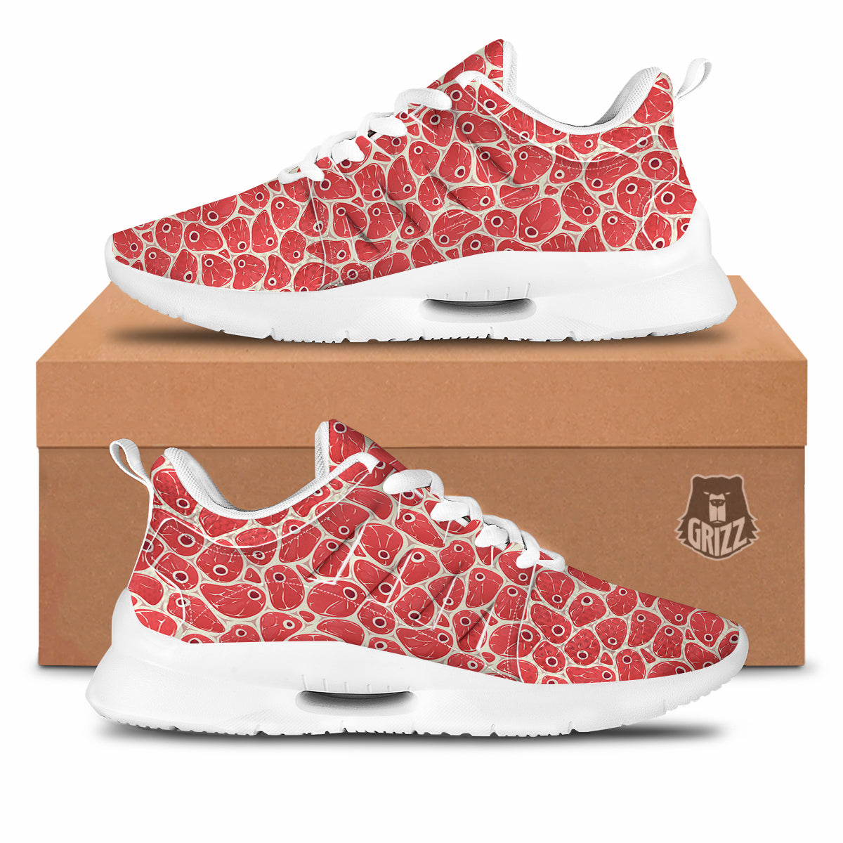 Beef Meat Print Pattern Tennis Shoes-grizzshop