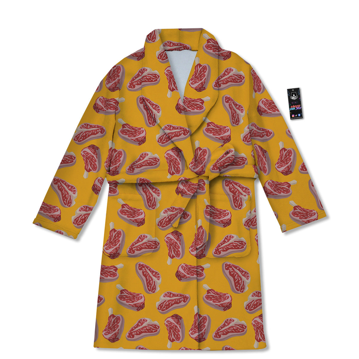 Beef Meat Steak Print Pattern Bathrobe-grizzshop