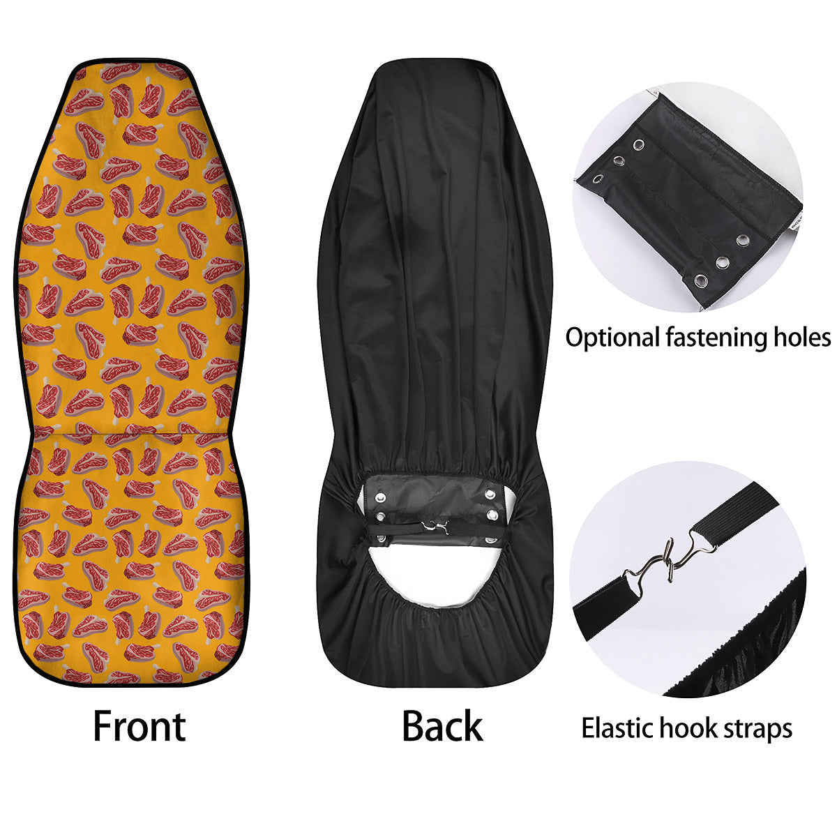 Beef Meat Steak Print Pattern Car Seat Covers-grizzshop