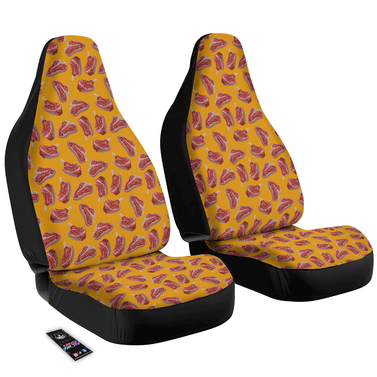 Beef Meat Steak Print Pattern Car Seat Covers-grizzshop