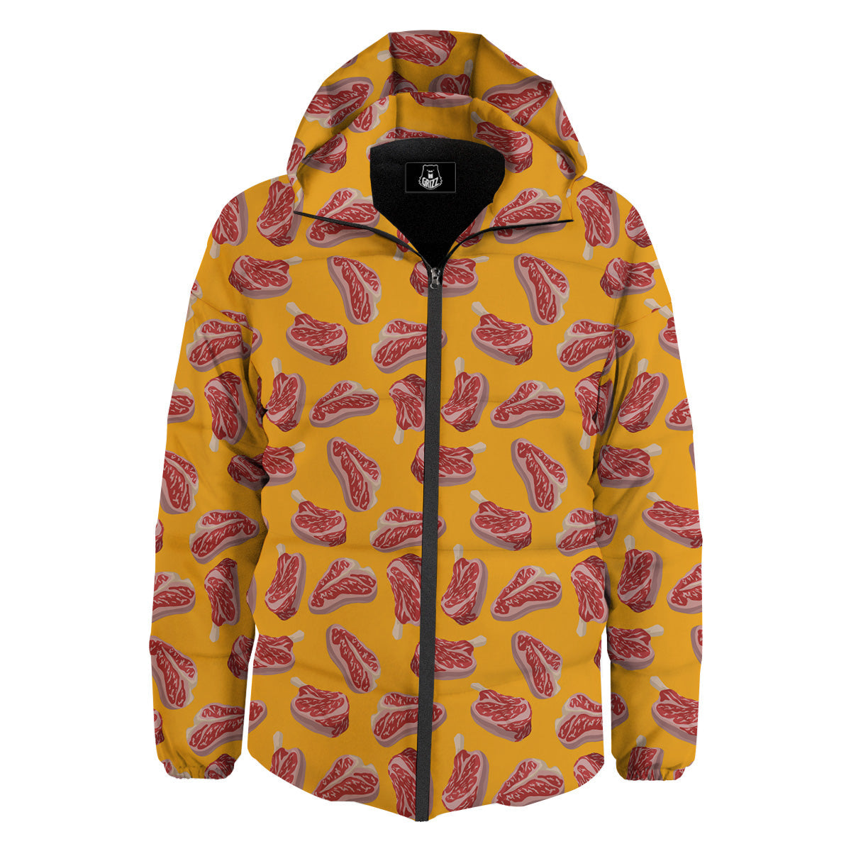 Beef Meat Steak Print Pattern Down Jacket-grizzshop