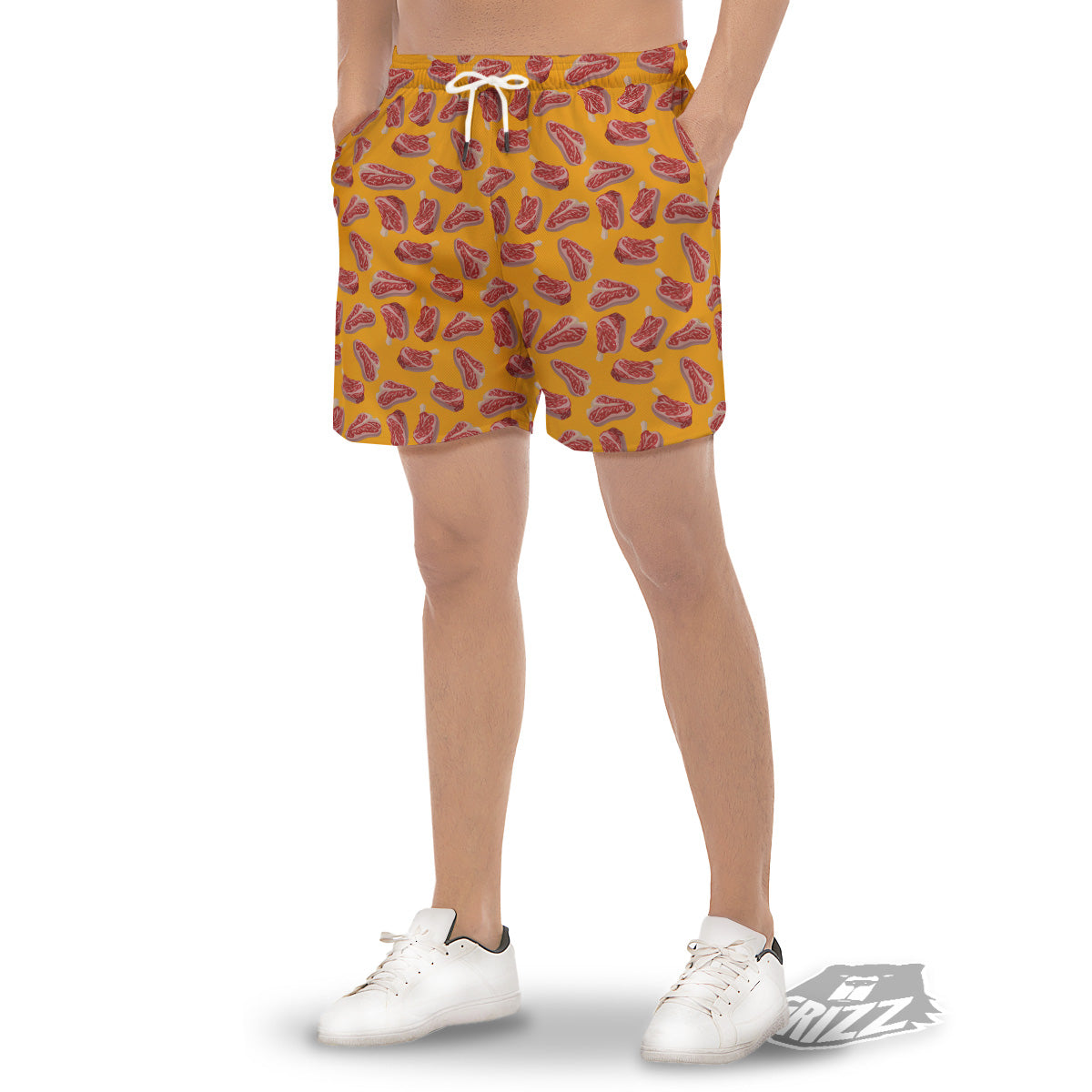 Beef Meat Steak Print Pattern Men's Gym Shorts-grizzshop