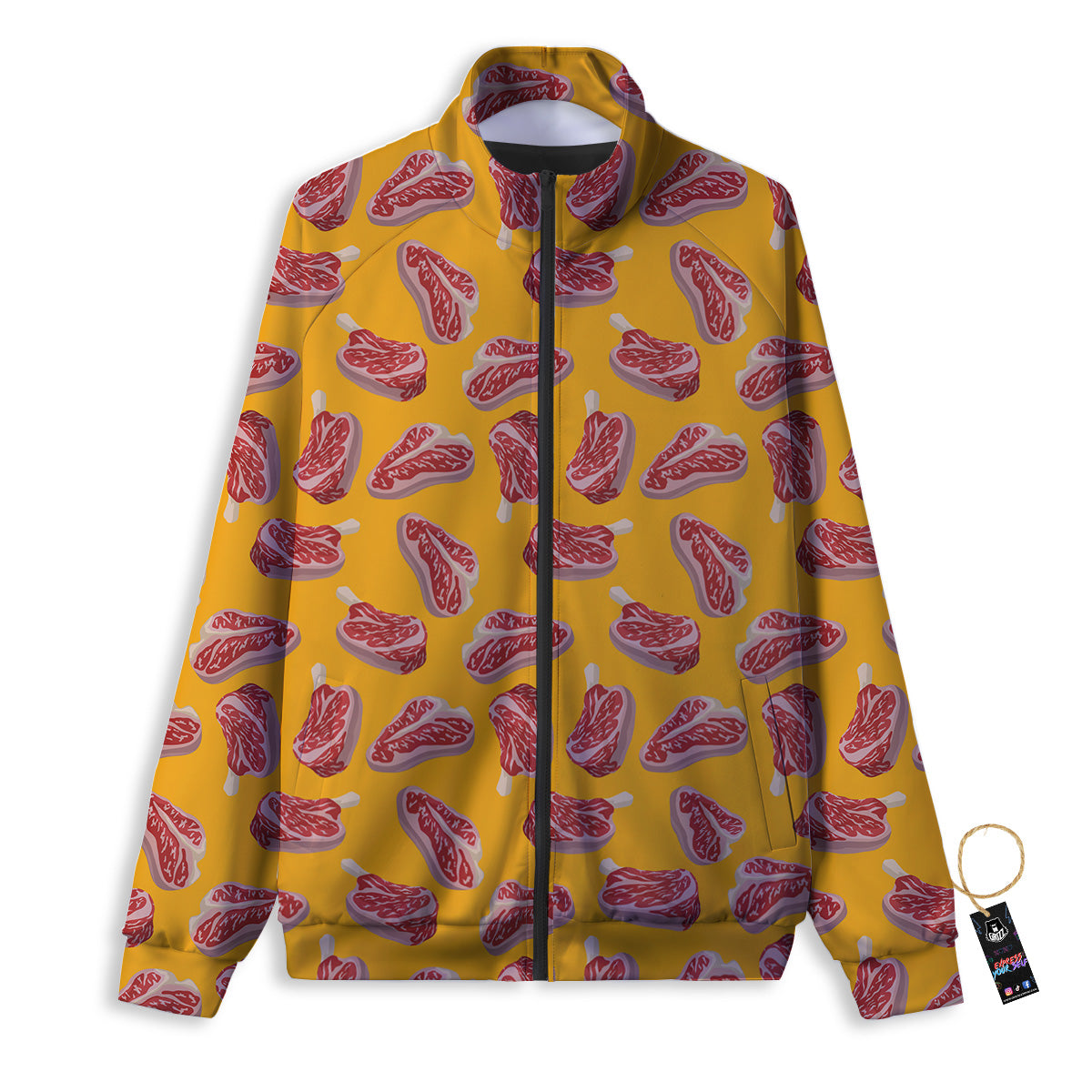 Beef Meat Steak Print Pattern Track Jacket-grizzshop