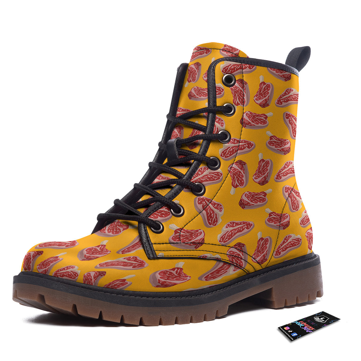 Beef Meat Steak Print Pattern Work Boots-grizzshop