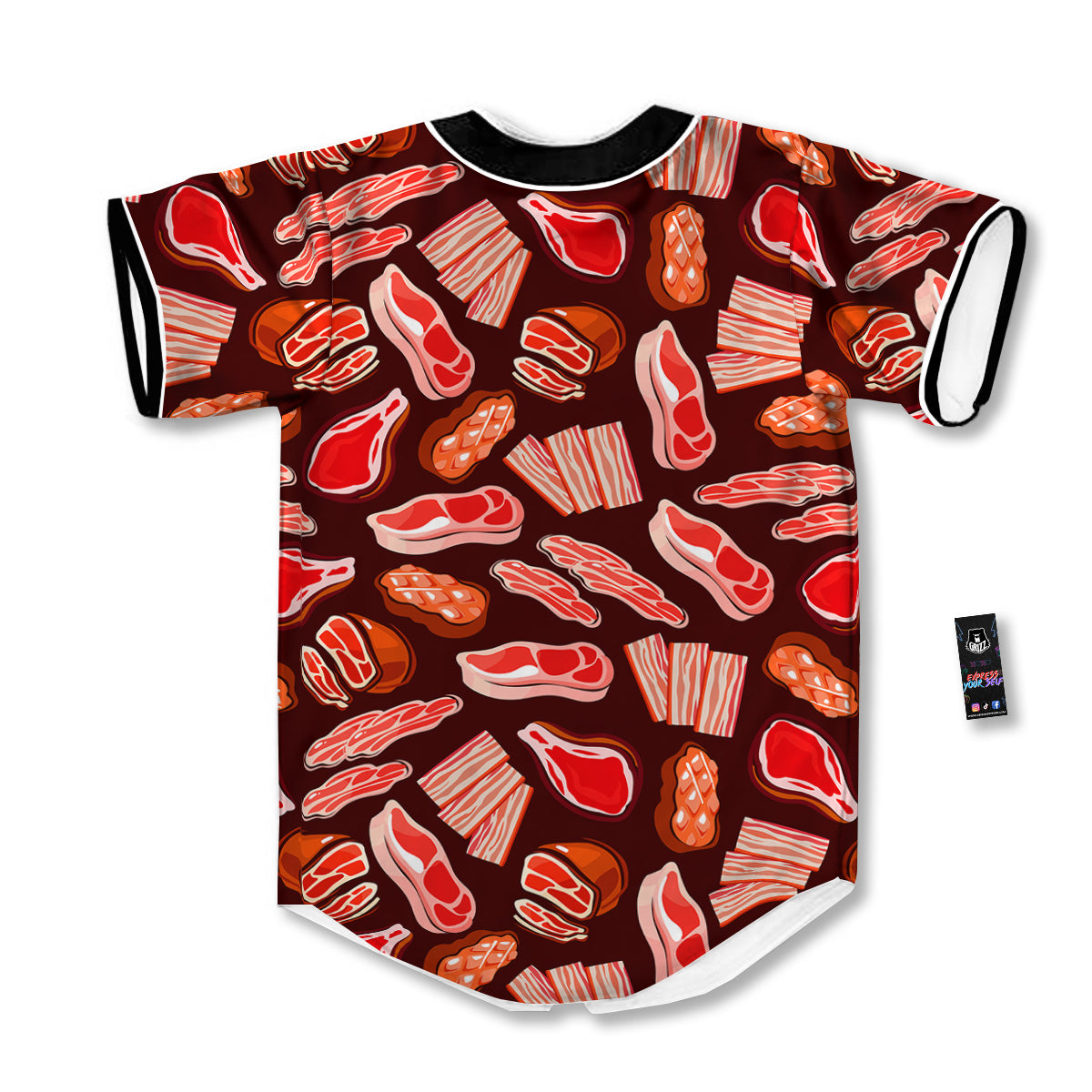 Beef Steaks Print Pattern Baseball Jersey-grizzshop