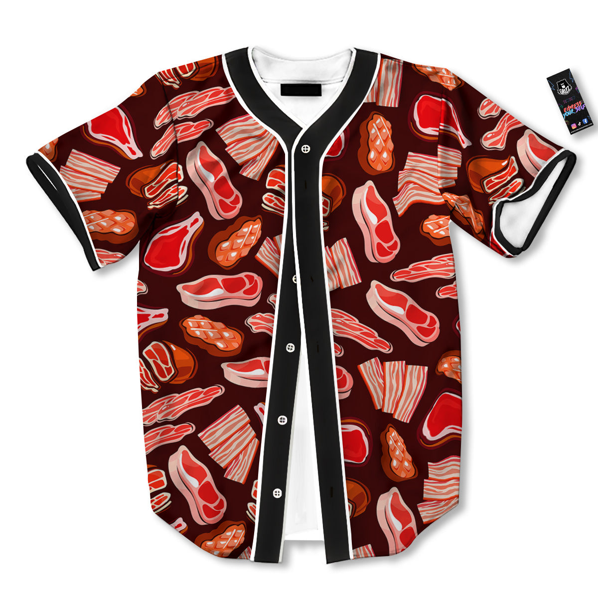 Beef Steaks Print Pattern Baseball Jersey-grizzshop