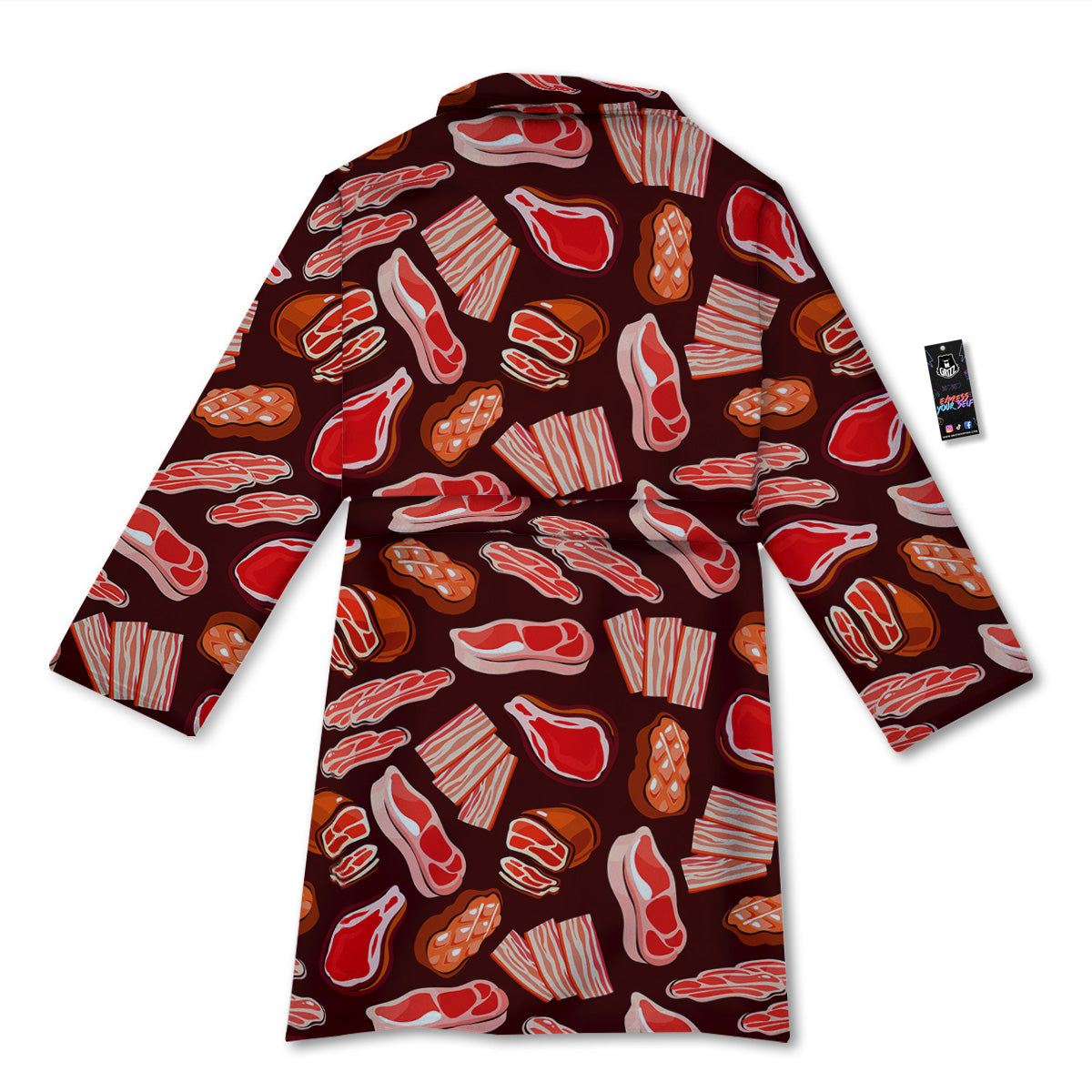 Beef Steaks Print Pattern Bathrobe-grizzshop