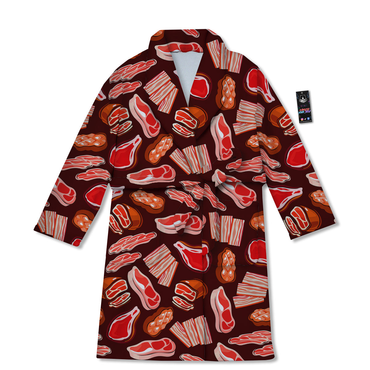 Beef Steaks Print Pattern Bathrobe-grizzshop