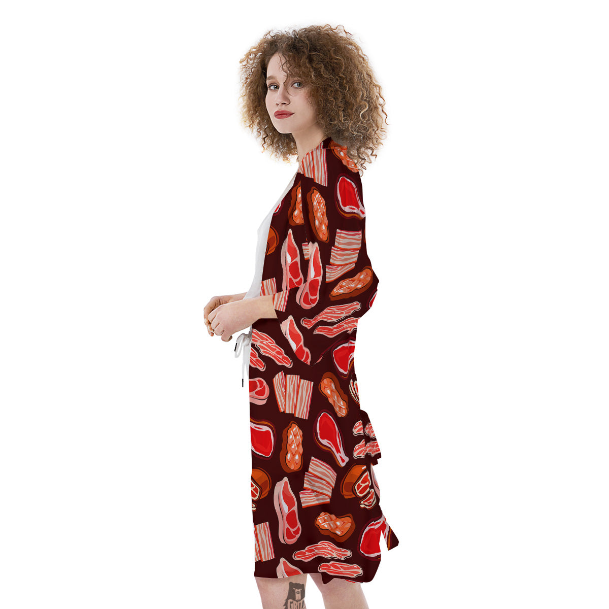 Beef Steaks Print Pattern Kimono-grizzshop