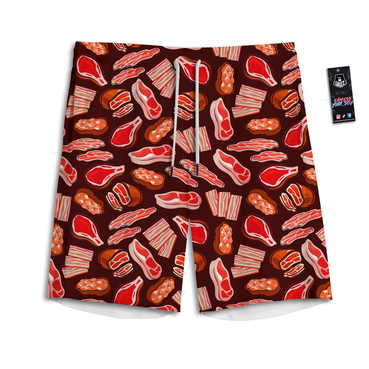 Beef Steaks Print Pattern Men's Athletic Shorts