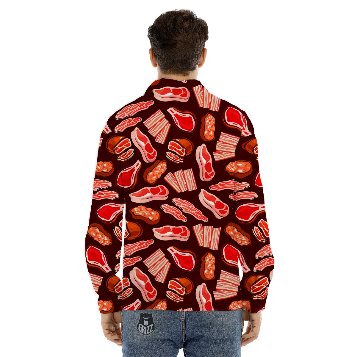 Beef Steaks Print Pattern Men's Dress Shirts-grizzshop