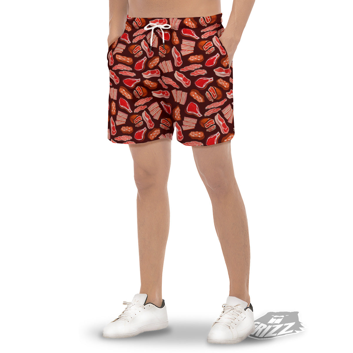 Beef Steaks Print Pattern Men's Gym Shorts-grizzshop