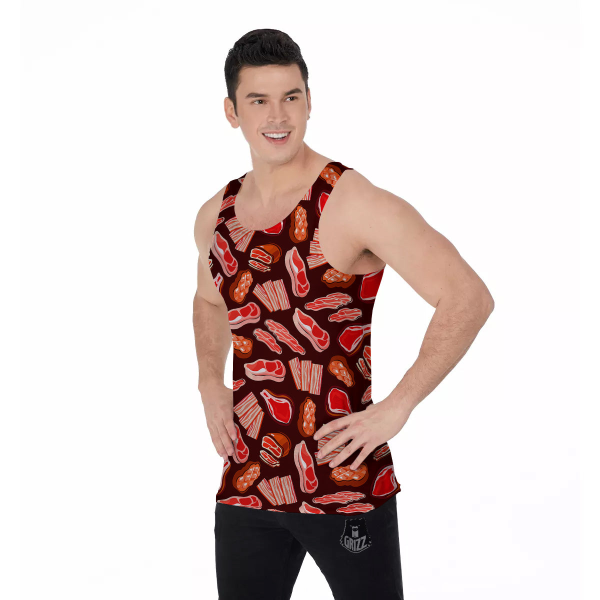 Beef Steaks Print Pattern Men's Tank Top-grizzshop