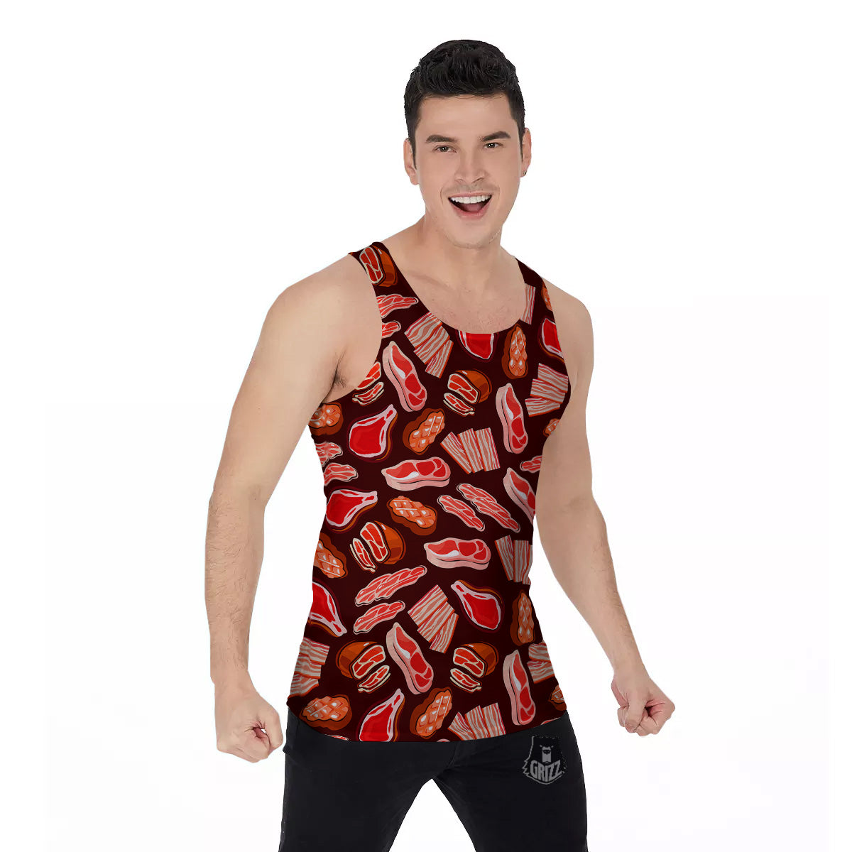 Beef Steaks Print Pattern Men's Tank Top-grizzshop