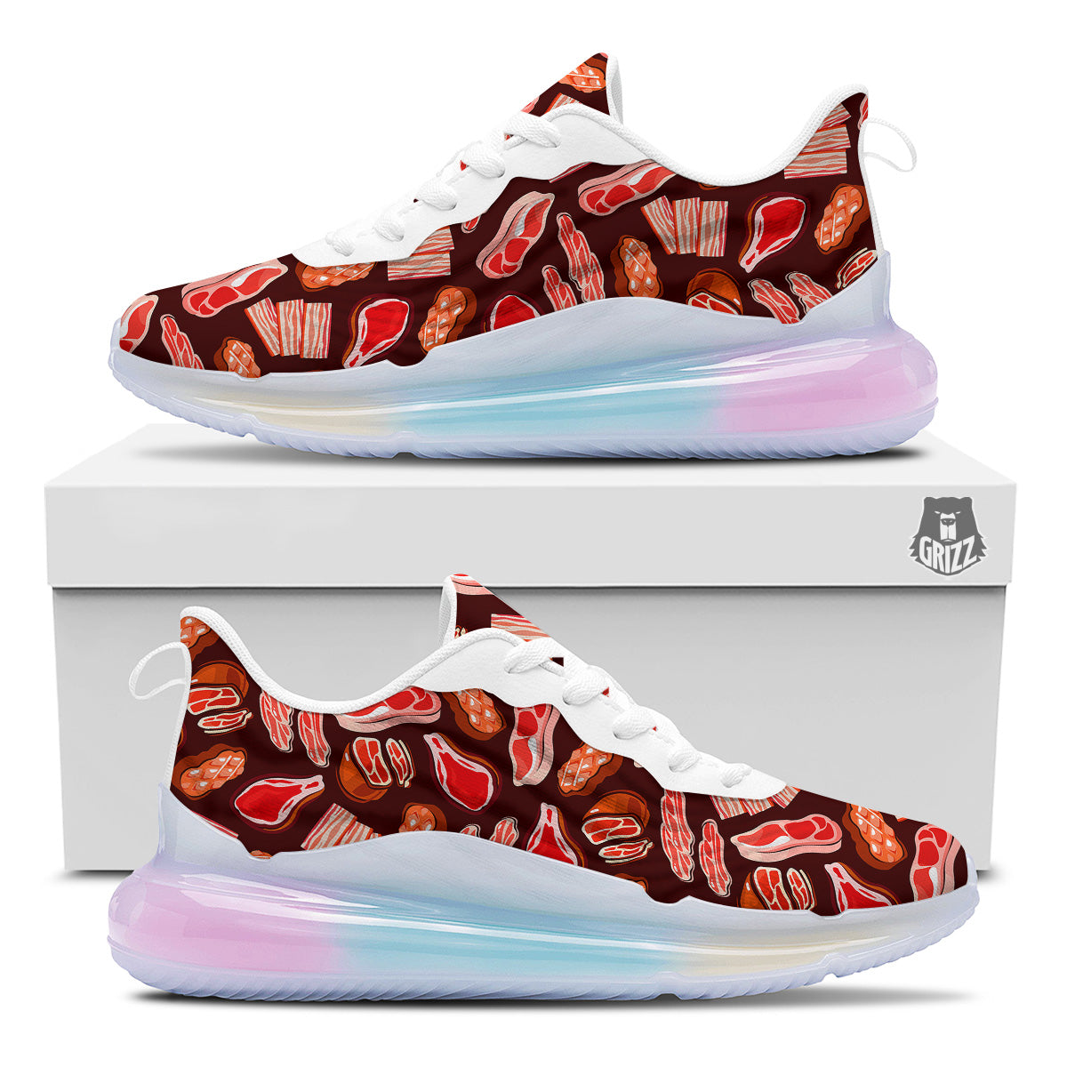 Beef Steaks Print Pattern Running Sneakers-grizzshop