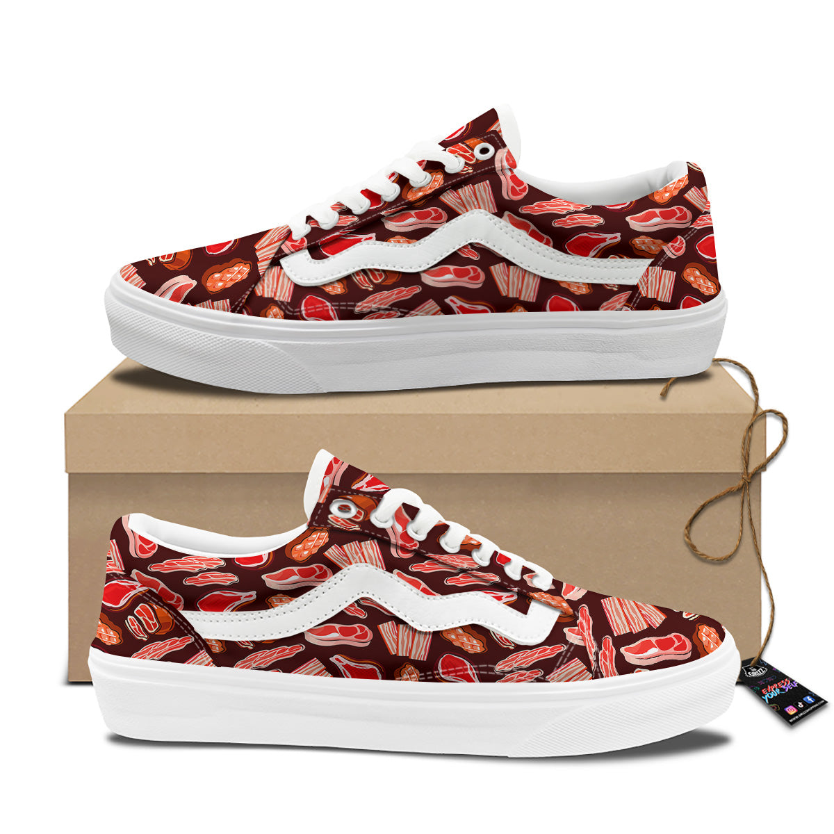Beef Steaks Print Pattern Skate Shoes-grizzshop