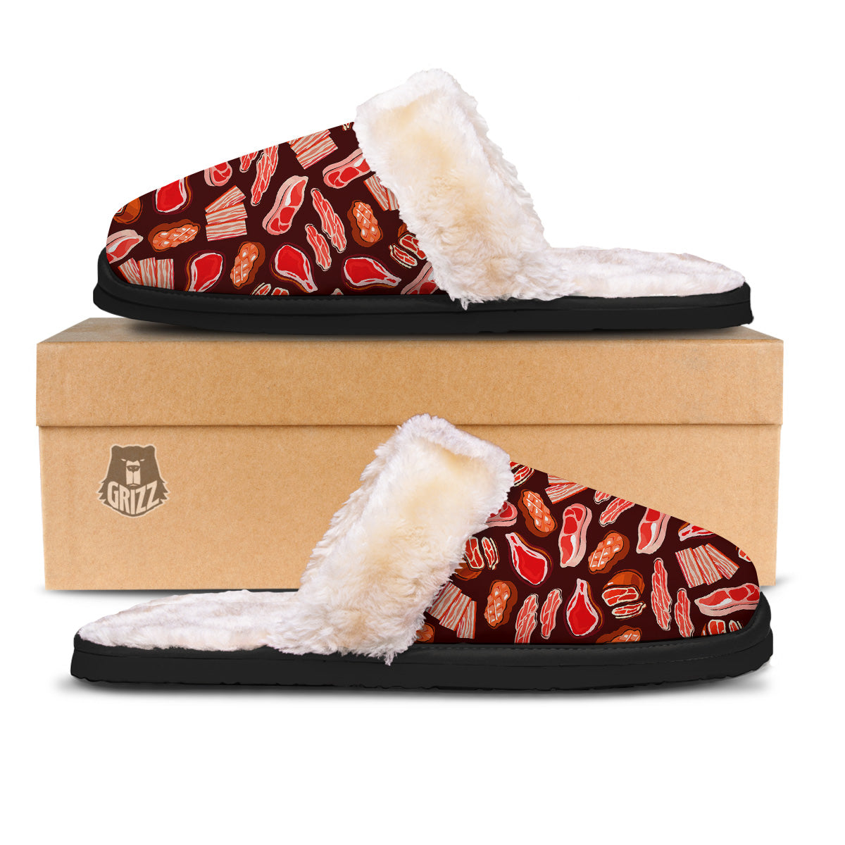 Beef Steaks Print Pattern Slippers-grizzshop