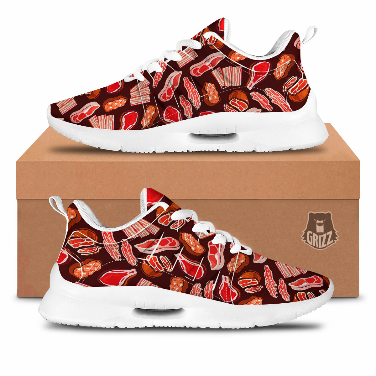 Beef Steaks Print Pattern Tennis Shoes-grizzshop