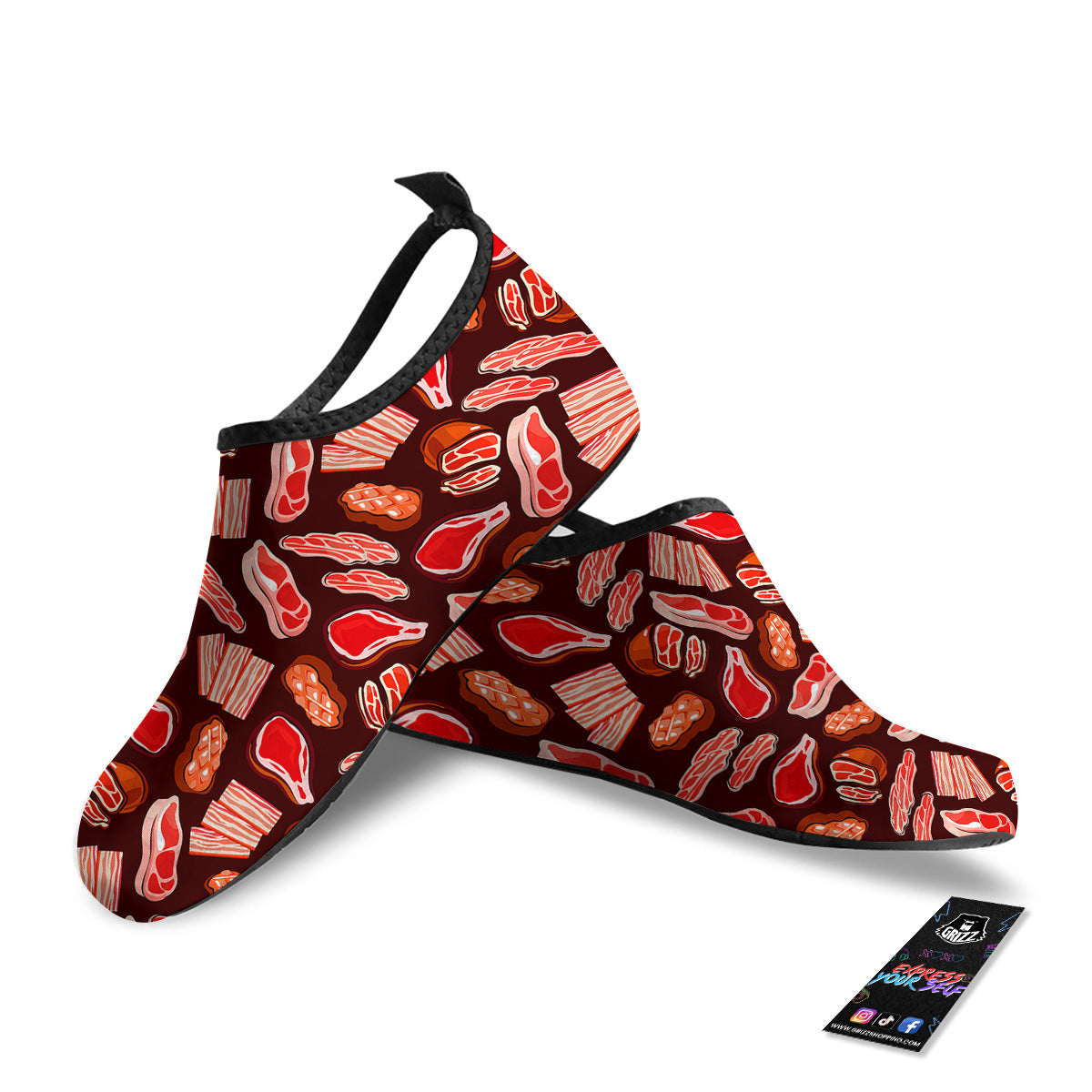 Beef Steaks Print Pattern Water Shoes-grizzshop