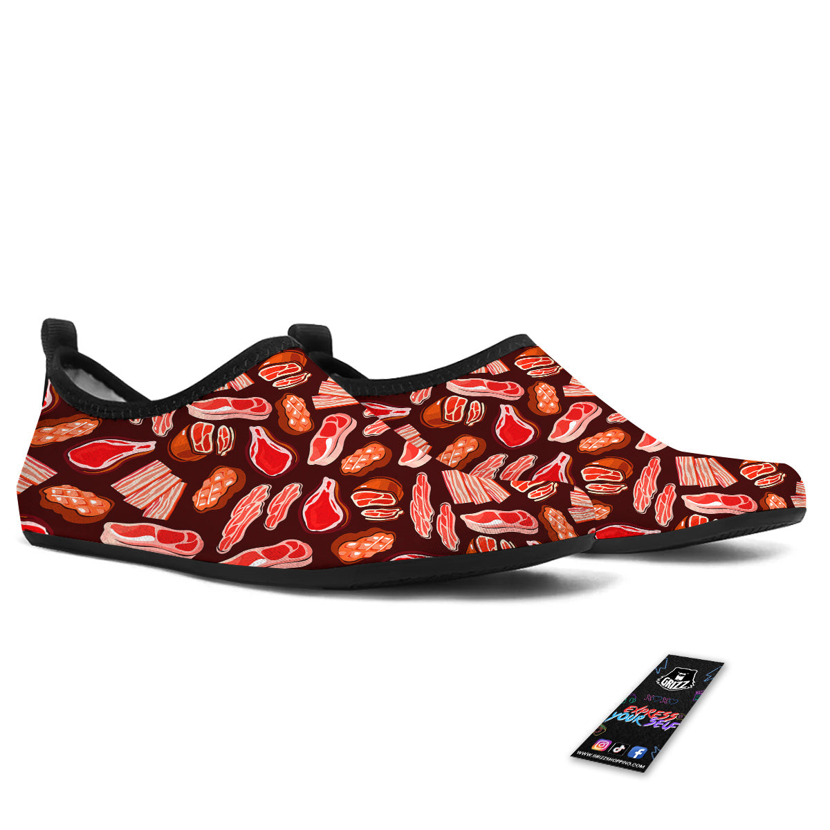 Beef Steaks Print Pattern Water Shoes-grizzshop